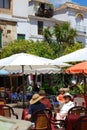 Cafes in Orange Square, Marbella, Spain.