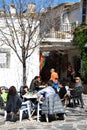 Village pavement cafe, Pampaneira, Spain. Royalty Free Stock Photo