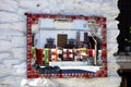 Rugs seen through mirror, Pampaneira, Spain. Royalty Free Stock Photo