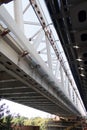 Span of the railway bridge under construction across the Mosvkva river next to the existing bridge