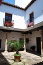 Courtyard with pretty balconies in the Mondragon Palace garden,Ronda, Spain.