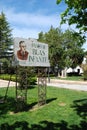 Metal framed ceramic sign for Blas Infante park, Ronda, Spain.