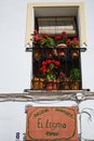 Pretty balcony with iron work grills, Ronda, Spain. Royalty Free Stock Photo