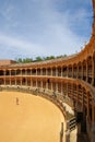 View inside the famous bullring built in 1785 and the oldest in Spain, Ronda, Spain.