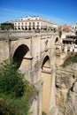 View of the New Bridge with the Parador to the rear, Ronda, Spain.