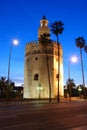 Tower of Gold at dusk, Seville, Spain. Royalty Free Stock Photo