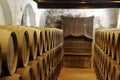 Sherry barrels in a bodega, Jerez de la Frontera, Spain. Royalty Free Stock Photo