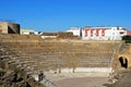 Stage and seating area at the Roman Theatre, Santiponce, Spain.