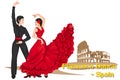 Spaniard Couple performing Flamenco dance of Spain Royalty Free Stock Photo