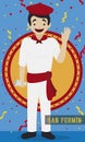 Spaniard Saluting at You during San Fermin Festival, Vector Illustration Royalty Free Stock Photo