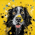 Christina: A Playful Yellow And Black Dog With A Satirical Twist