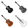 Spanish acoustic guitar icon in cartoon style isolated on white background. Spain country symbol stock vector