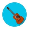 Spanish acoustic guitar icon in flat style isolated on white background. Spain country symbol stock vector illustration. Royalty Free Stock Photo