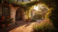 Spanish Adobe Style Courtyard Garden Entry