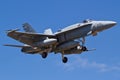 Spanish Air Force F-18 Hornet fighter jets on final for landing Royalty Free Stock Photo