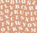 Spanish alphabet, seamless pattern, shading pencil, brown, vector. Royalty Free Stock Photo