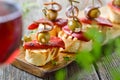 Spanish appetizers served with red wine Royalty Free Stock Photo