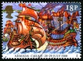 Spanish Armada in Calais UK Postage Stamp Royalty Free Stock Photo