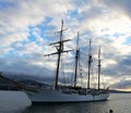 Spanish armed sailing ship Juan Sebastian de Elcano Royalty Free Stock Photo