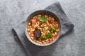 Spanish asturiana fabada stew on gray table. Royalty Free Stock Photo