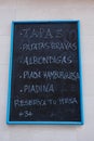 Spanish Bar Menu on Chalkboard outside Valencian Restaurant, Spain