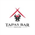 Spanish bar tapas food logo design template cuisine and gourmet