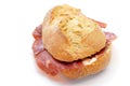 Spanish bocadillo de jamon serrano, a serrano ham sandwich Royalty Free Stock Photo