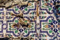 Spanish broken tiles on the ground Royalty Free Stock Photo