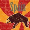 Spanish bull on grungy background Royalty Free Stock Photo
