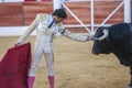 The Spanish Bullfighter Cayetano Rivera greeting the public with its cap in the hand in gratitude to its bullfight in the Bullring