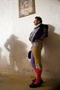 The Spanish Bullfighter David Valiente waiting in the alley of the plaza de toros de Jaen