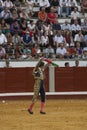 The Spanish Bullfighter El Fandi with flags in each hand, classic of the taurine art movement in the Bullring of Pozoblanco, Spain Royalty Free Stock Photo