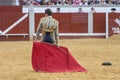 The Spanish Bullfighter Enrique Ponce bullfighting with the crutch in the Bullring of Pozoblanco, Spain Royalty Free Stock Photo