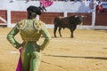 The Spanish Bullfighter Sebastian Castella bullfighting with the