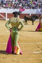 The Spanish Bullfighter Sebastian Castella bullfighting with the