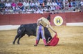 The Spanish Bullfighter Sebastian Castella bullfighting with the