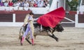 The Spanish Bullfighter Sebastian Castella bullfighting with the