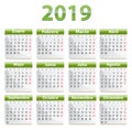 2019 Spanish calendar green and glossy