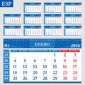 Spanish calendar 2016