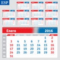 Spanish calendar 2016