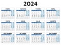 2024 spanish calendar. Printable vector template illustration in Spain. Horizontal