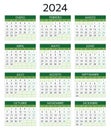 2024 spanish calendar. Printable vector template illustration in Spain. Horizontal