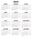 2024 spanish calendar. Simple vector template illustration in Spain. Vertical