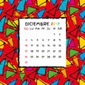 Spanish Calendar 2017 template.