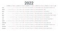 2022 Spanish calendar template. Linear planner grid. Vector illustration
