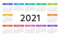 2021 Spanish Calendar. Vector illustration. Template, layout year planner