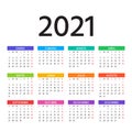 2021 Spanish Calendar. Vector illustration. Template, layout year planner