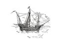 Spanish Caravel or Caravela sailing ship