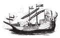 Spanish caravel, vintage illustration