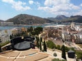 Spanish Cartagena ancient amphitheater old buildings town sea Royalty Free Stock Photo
